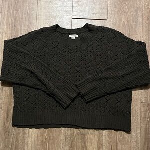 Women’s American Eagle Olive green Eyelet Knit Sweater Size XL
